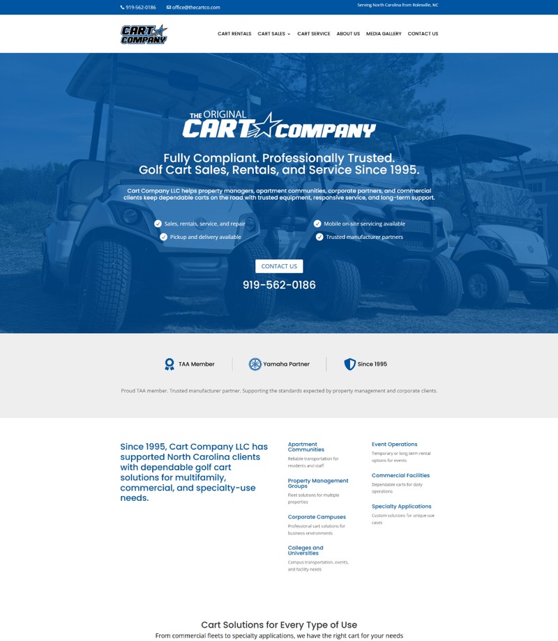 Upper homepage preview of Cart Company