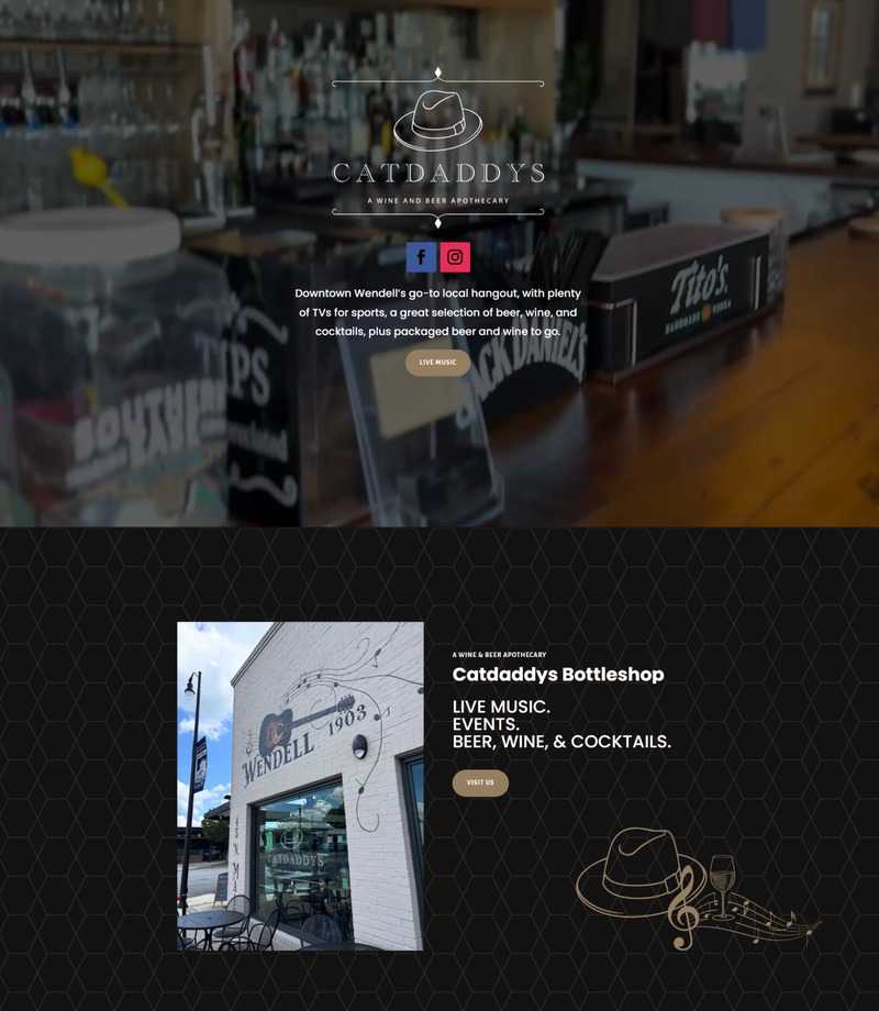 Upper homepage preview of Catdaddys