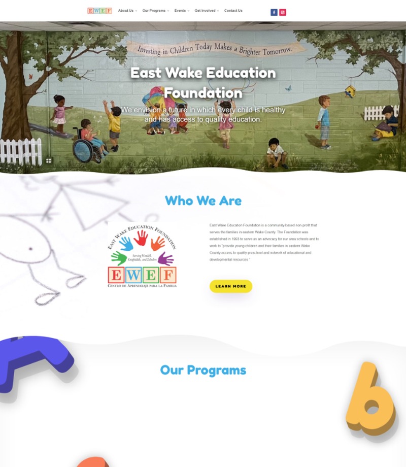 Upper homepage preview of East Wake Education Foundation