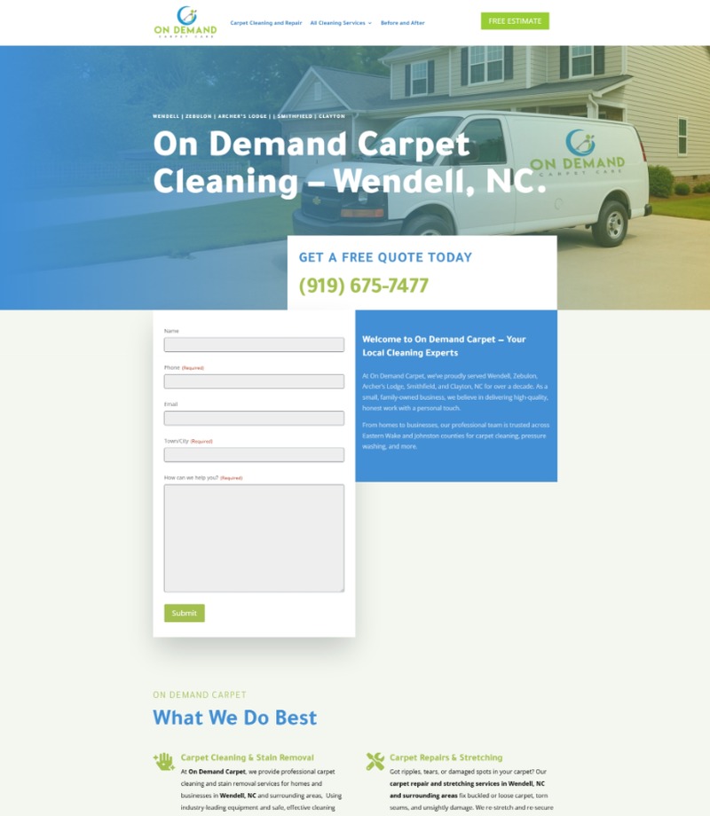 Upper homepage preview of On Demand Carpet
