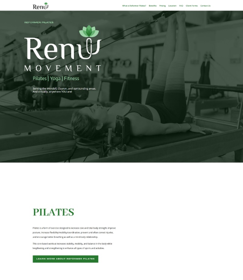 Upper homepage preview of Renu Movement